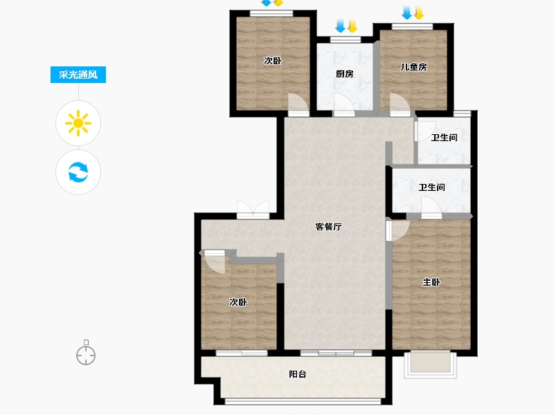 新疆维吾尔自治区-阿拉尔市-汇嘉-135.62-户型库-采光通风