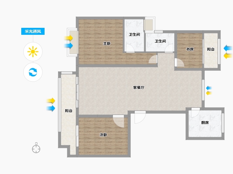 江苏省-淮安市-清和园-128.00-户型库-采光通风