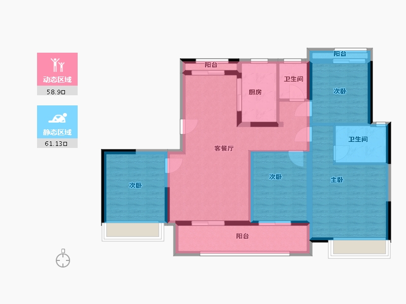 浙江省-温州市-华董·华富广场-107.06-户型库-动静分区