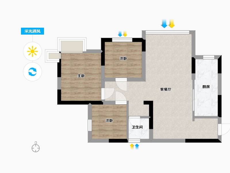 四川省-眉山市-凤鸣朝阳一期-59.53-户型库-采光通风