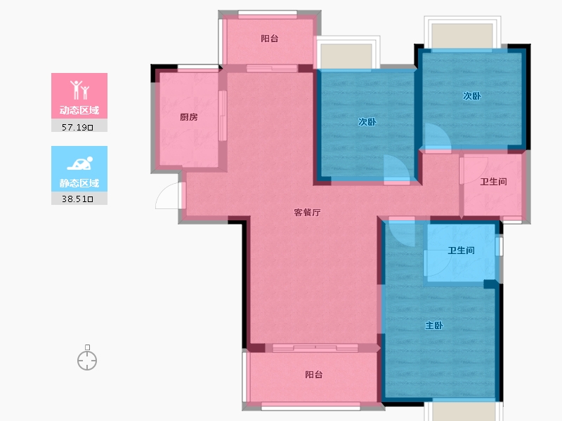 湖南省-株洲市-华晨格林水岸-96.32-户型库-动静分区