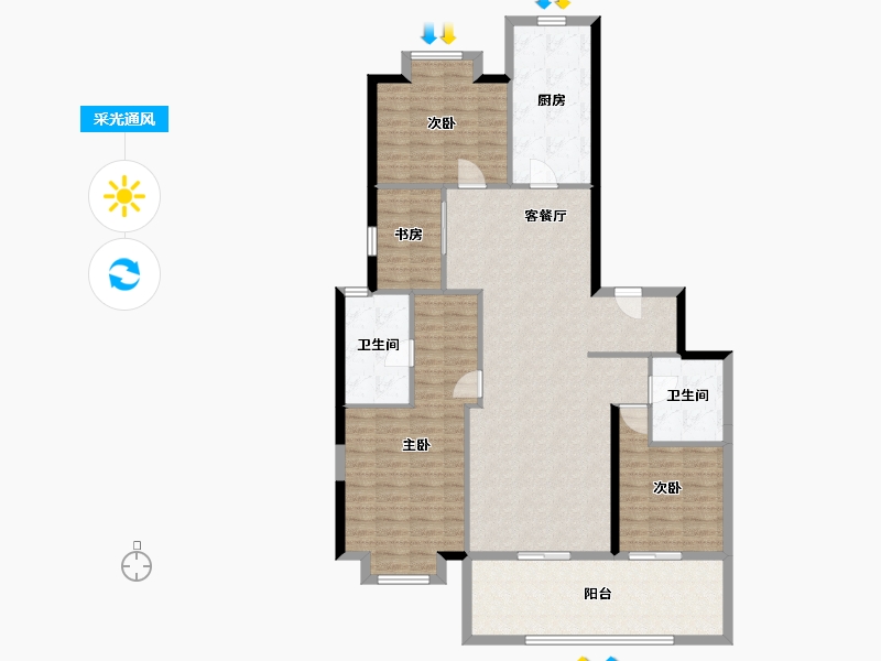 陕西省-西安市-高新诚园-130.71-户型库-采光通风