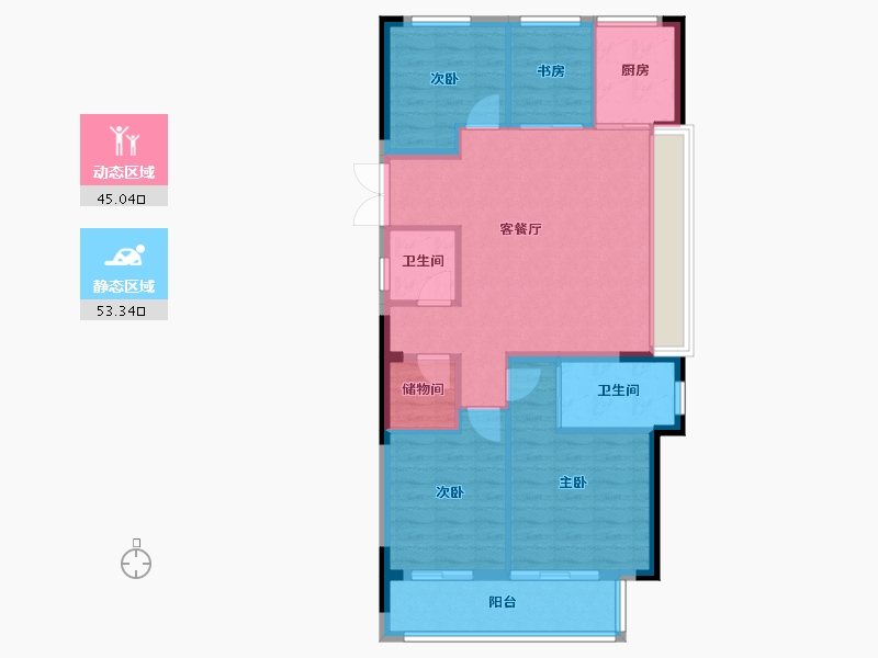 浙江省-绍兴市-振东颐居-89.05-户型库-动静分区