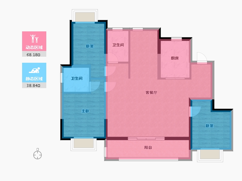 江苏省-苏州市-中铁·堂阅-95.81-户型库-动静分区