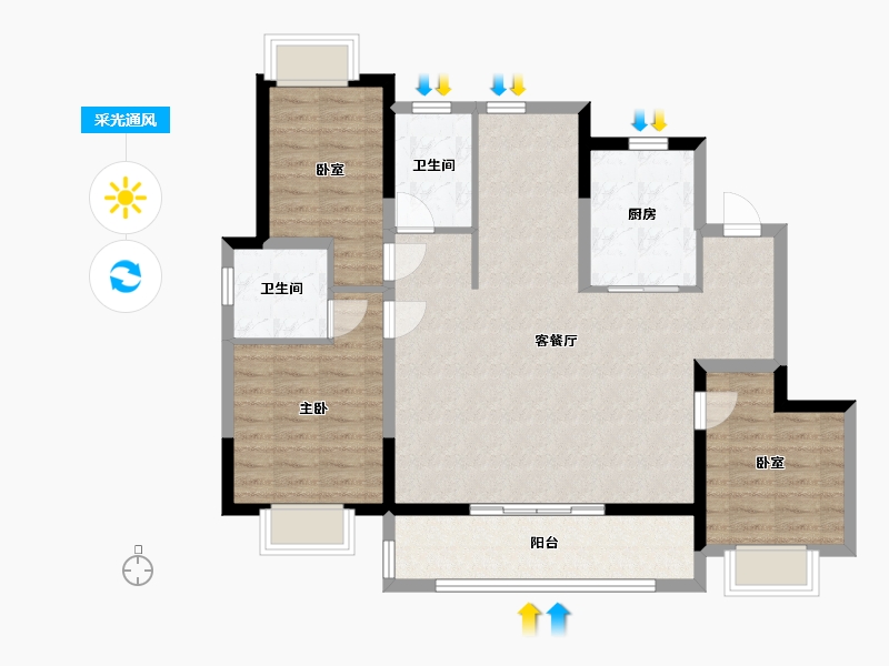 江苏省-苏州市-中铁·堂阅-95.81-户型库-采光通风