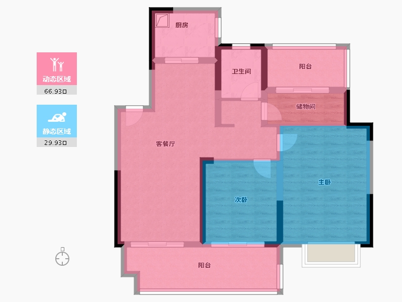 江苏省-泰州市-姜堰通银天泽府-86.40-户型库-动静分区