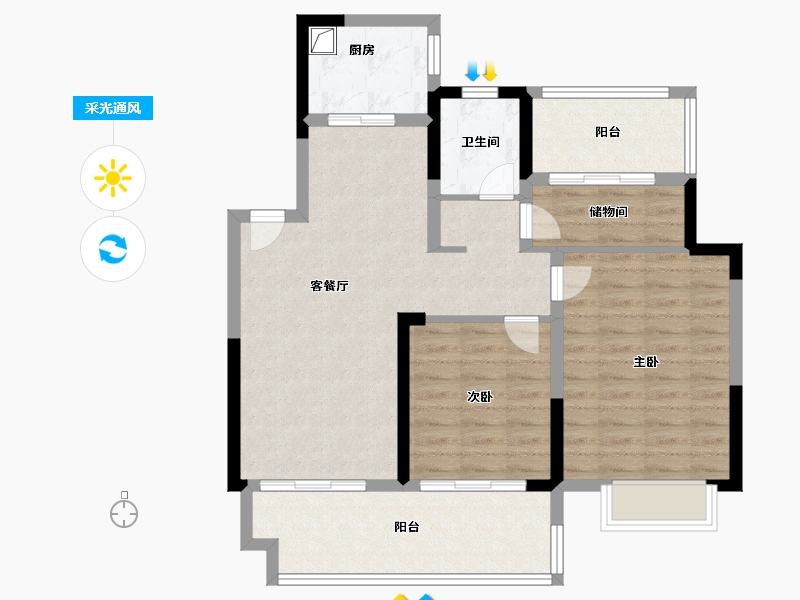 江苏省-泰州市-姜堰通银天泽府-86.40-户型库-采光通风