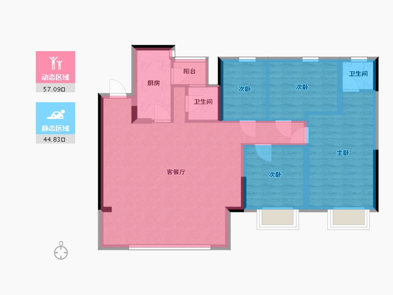 四川省-眉山市-凤鸣朝阳一期-91.66-户型库-动静分区