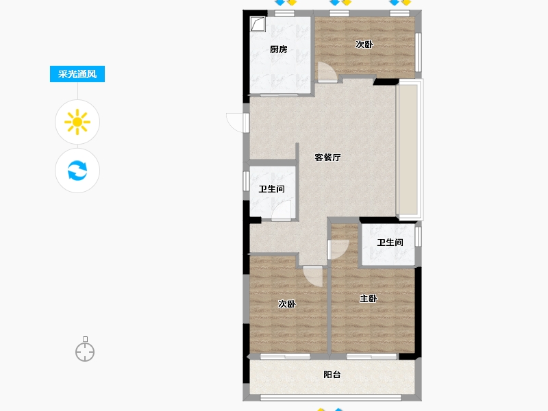 浙江省-温州市-绿城·海棠鸣翠-88.00-户型库-采光通风