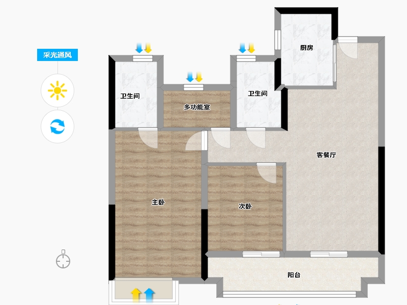 浙江省-绍兴市-新民未来社区·沁园-88.00-户型库-采光通风