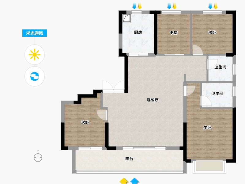 浙江省-宁波市-姚玖湾-112.00-户型库-采光通风