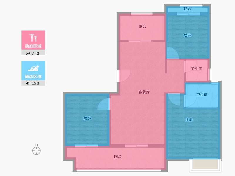 浙江省-温州市-华董·华富广场-89.60-户型库-动静分区