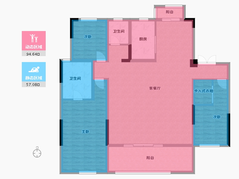 湖北省-恩施土家族苗族自治州-青云天序-137.00-户型库-动静分区