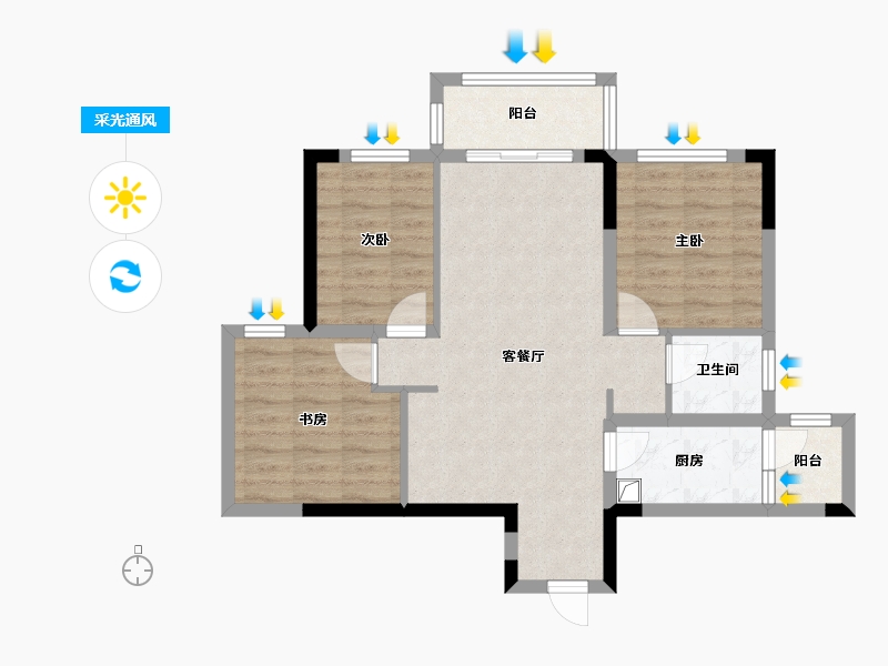 四川省-成都市-中国铁建·新川樾-70.27-户型库-采光通风