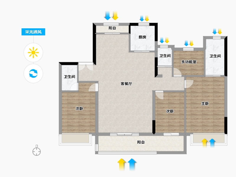 江苏省-苏州市-虞溪阁-114.00-户型库-采光通风