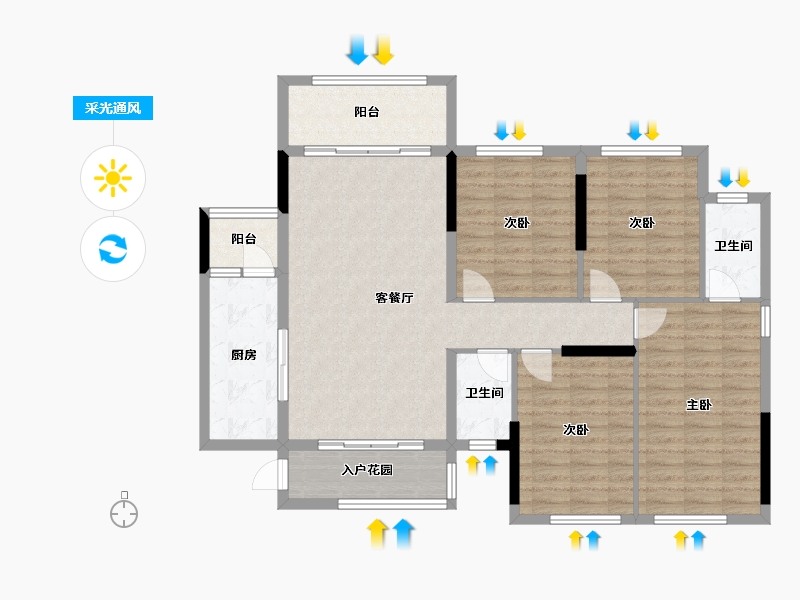 广西壮族自治区-桂林市-花语倾城-105.60-户型库-采光通风