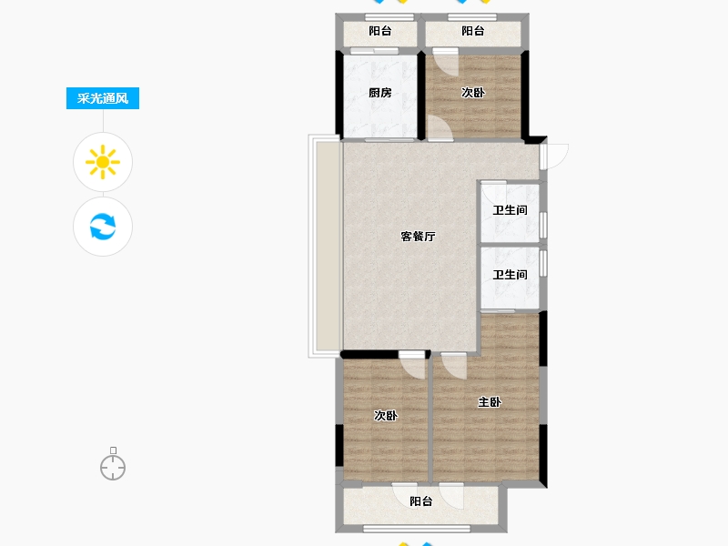 浙江省-绍兴市-新民未来社区·沁园-88.00-户型库-采光通风