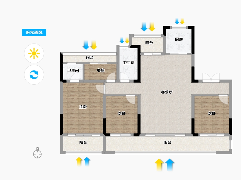 河南省-周口市-羲皇·壹号院-114.41-户型库-采光通风