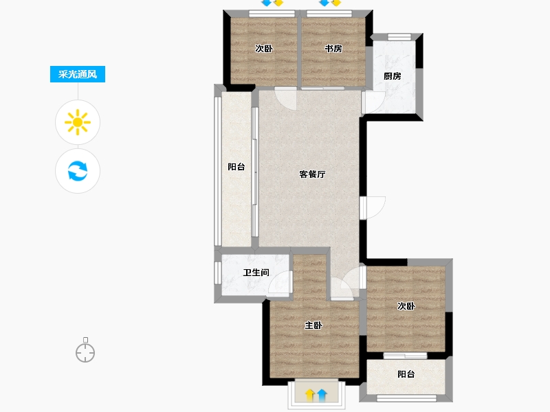 浙江省-金华市-美的君兰天玺-75.25-户型库-采光通风