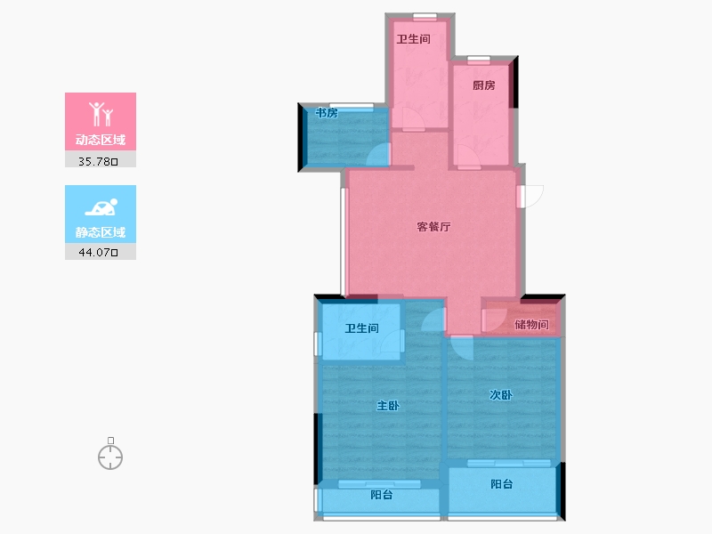 浙江省-宁波市-得力·玖和府-71.20-户型库-动静分区