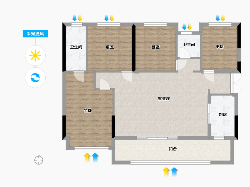 四川省-成都市-嘉禾华府-111.79-户型库-采光通风