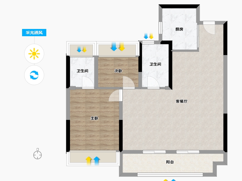 江苏省-淮安市-文锦城五期金陵府-85.00-户型库-采光通风