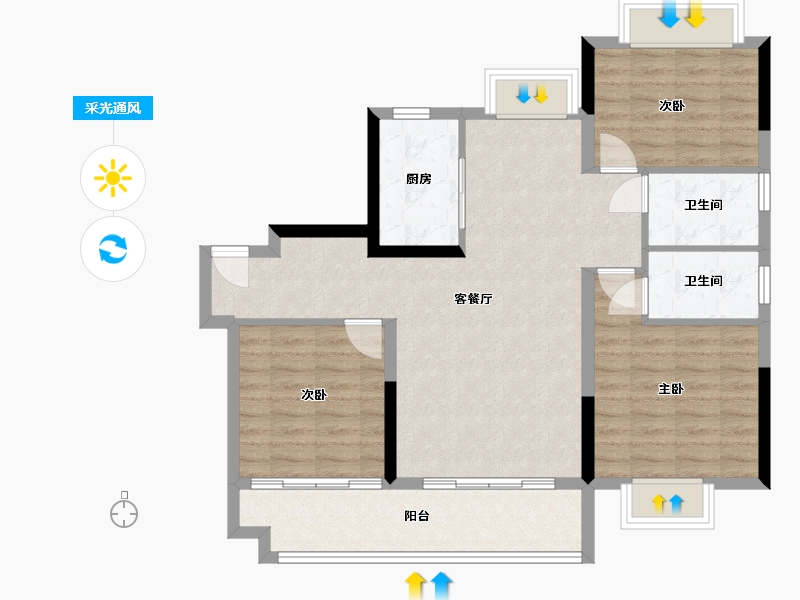 江西省-九江市-碧桂园九瓏山-90.83-户型库-采光通风