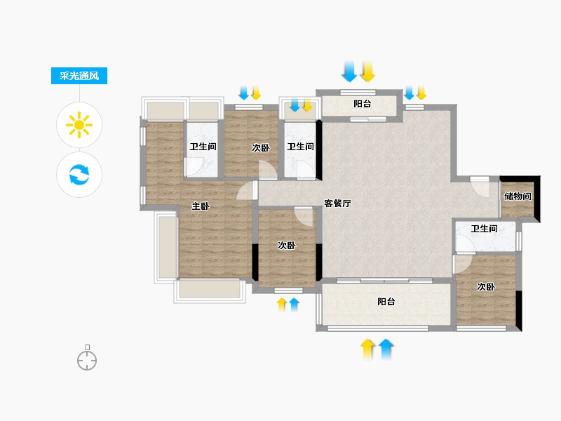 广东省-广州市-国贸云上-114.00-户型库-采光通风