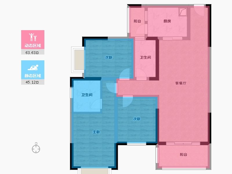 贵州省-毕节市-黔顺家园-95.80-户型库-动静分区