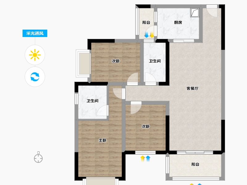 贵州省-毕节市-黔顺家园-95.80-户型库-采光通风