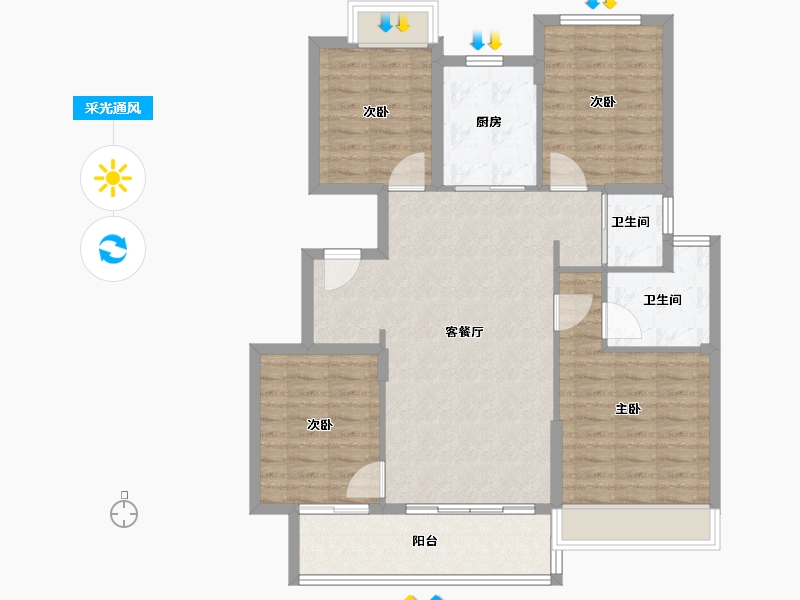 江苏省-徐州市-恒华天玺-100.00-户型库-采光通风