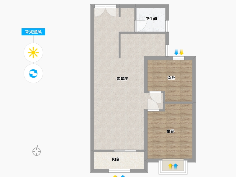 山西省-大同市-上华琚壹号院-64.27-户型库-采光通风