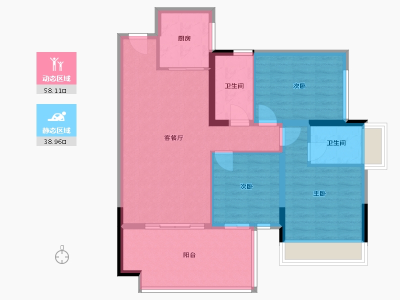 四川省-绵阳市-观澜上境-83.20-户型库-动静分区