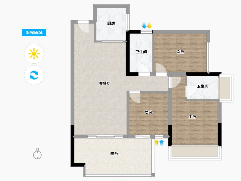 四川省-绵阳市-观澜上境-83.20-户型库-采光通风