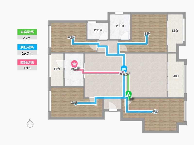 重庆-重庆市-龙湖西宸原著-106.24-户型库-动静线