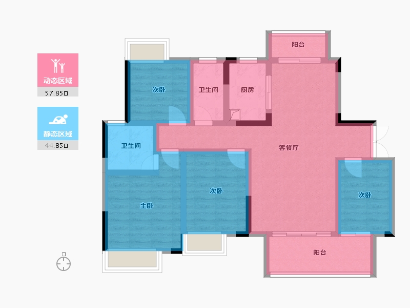 江西省-赣州市-上犹丽景文峰名苑-96.00-户型库-动静分区