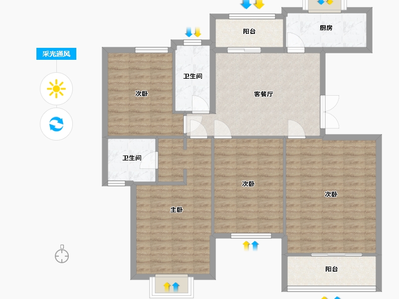 上海-上海市-金阳怡景-118.25-户型库-采光通风