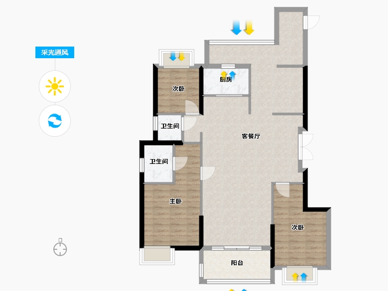 福建省-泉州市-禹洲·天著-116.00-户型库-采光通风