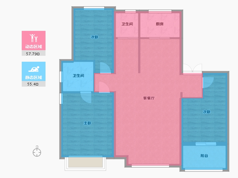 新疆维吾尔自治区-石河子市-百合园-107.28-户型库-动静分区