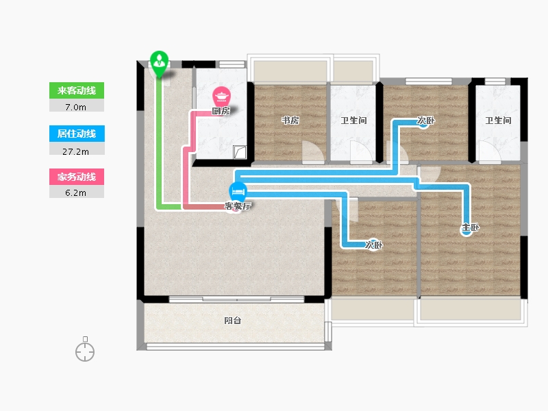 江苏省-苏州市-碧桂园·河湾星著-104.00-户型库-动静线