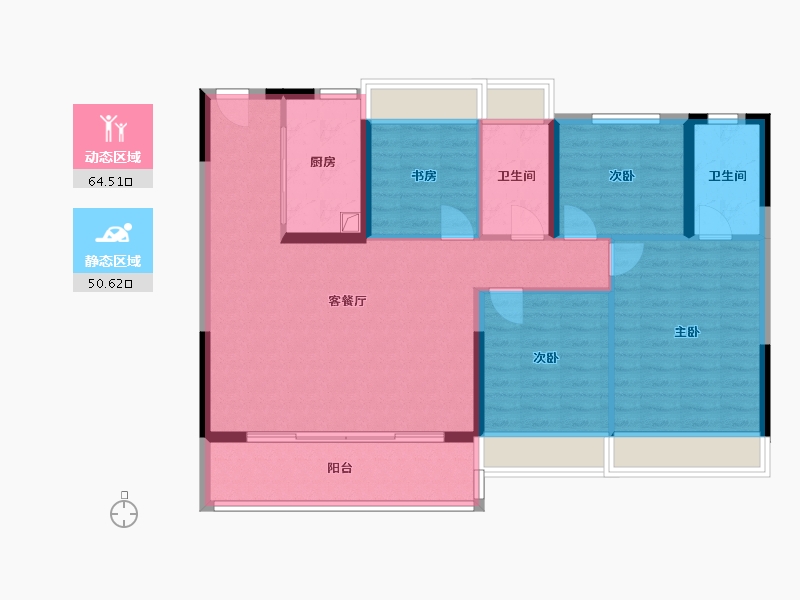 江苏省-苏州市-碧桂园·河湾星著-104.00-户型库-动静分区