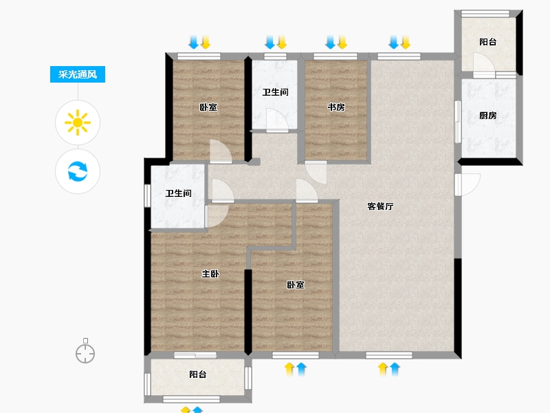 湖南省-岳阳市-天伦城-116.13-户型库-采光通风