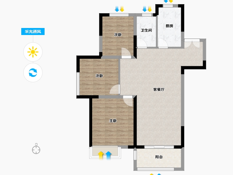 江苏省-泰州市-水云居-88.00-户型库-采光通风