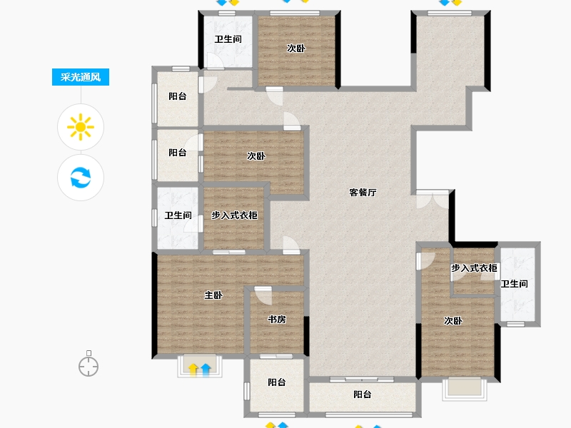 河南省-郑州市-郑东龙湖一号-252.00-户型库-采光通风