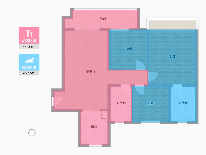 江苏省-常州市-泰村花园-96.00-户型库-动静分区