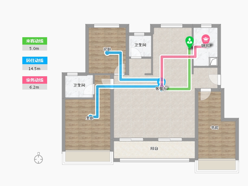 陕西省-西安市-绿地西安世界中心-96.80-户型库-动静线