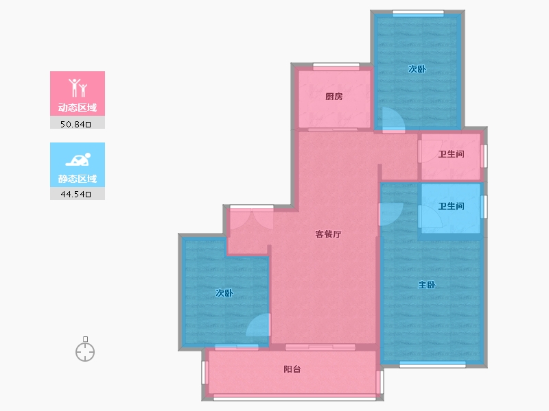 江苏省-徐州市-恒华天玺-85.76-户型库-动静分区