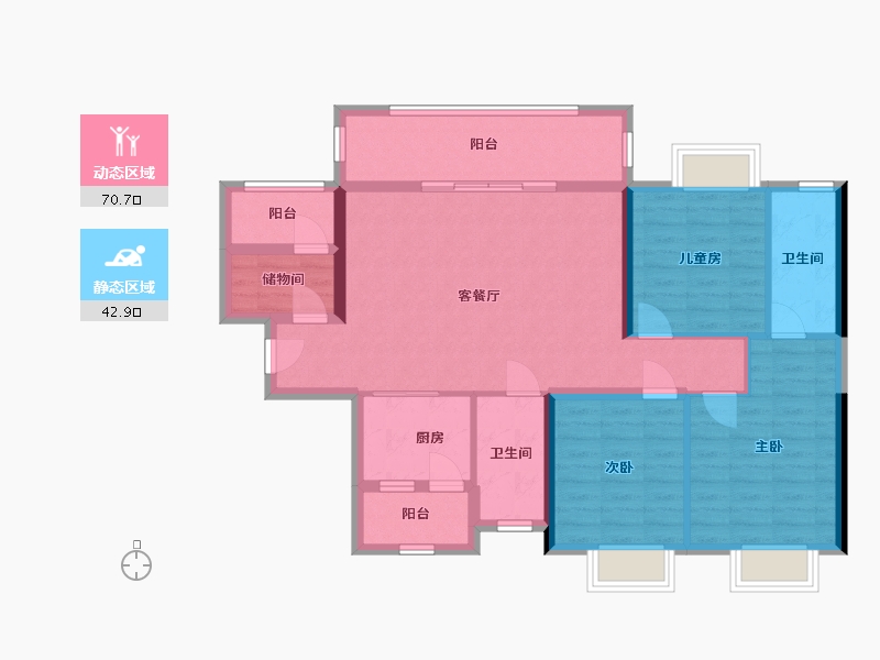 广东省-广州市-电建地产·洺悦玉府-101.53-户型库-动静分区