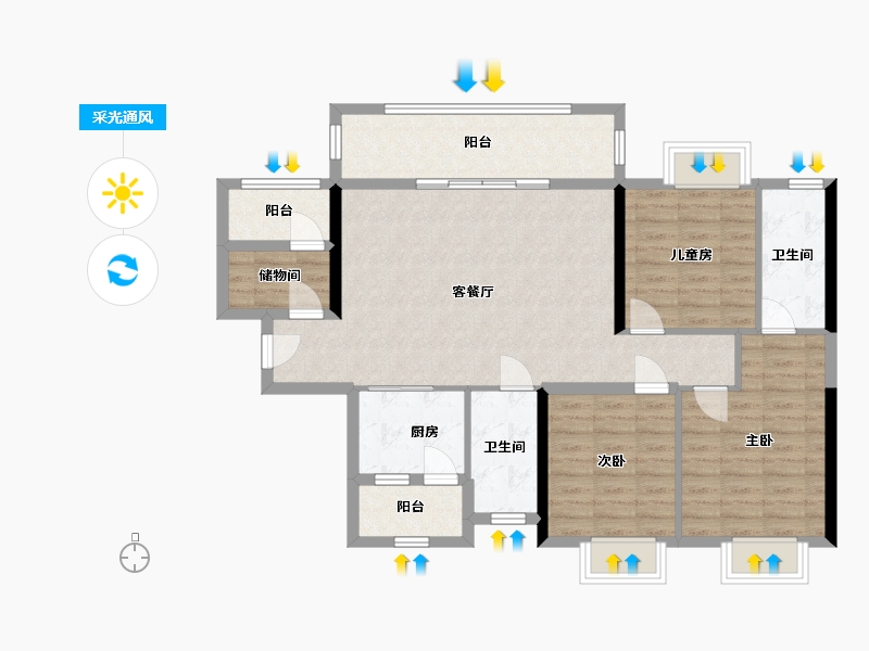 广东省-广州市-电建地产·洺悦玉府-101.53-户型库-采光通风