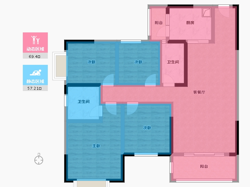 贵州省-毕节市-黔顺家园-111.40-户型库-动静分区